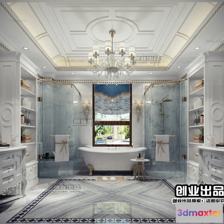 1371815 - Bathroom 3D Interior Scene Model - European Style - 001 3D Max