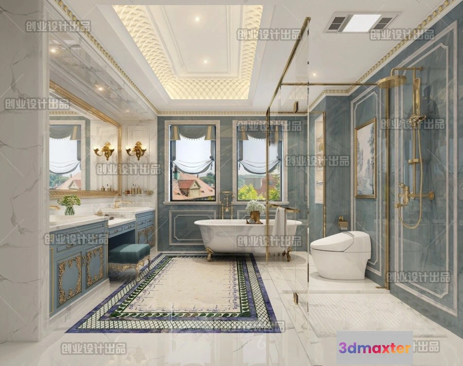 1372088 - Bathroom 3D Interior Scene Model - European Style - 005 3D Max