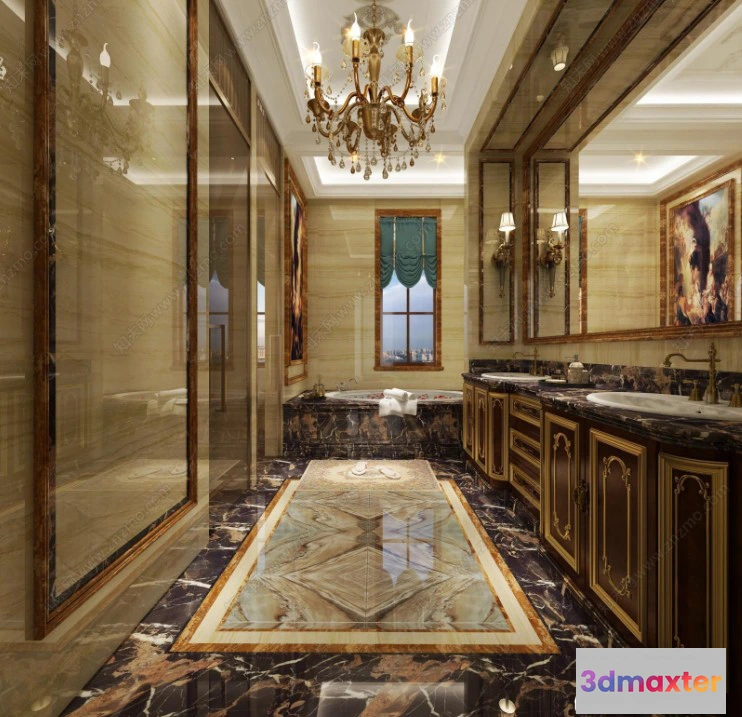 1372277 - Bathroom 3D Interior Scene Model - European Style - 008 3D Max