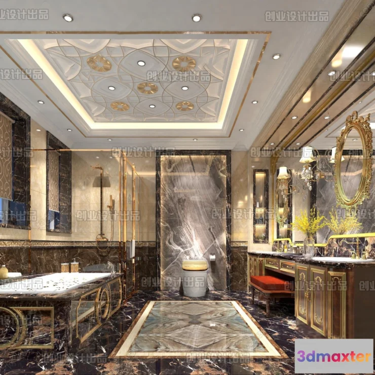 1372347 - Bathroom 3D Interior Scene Model - European Style - 009 3D Max