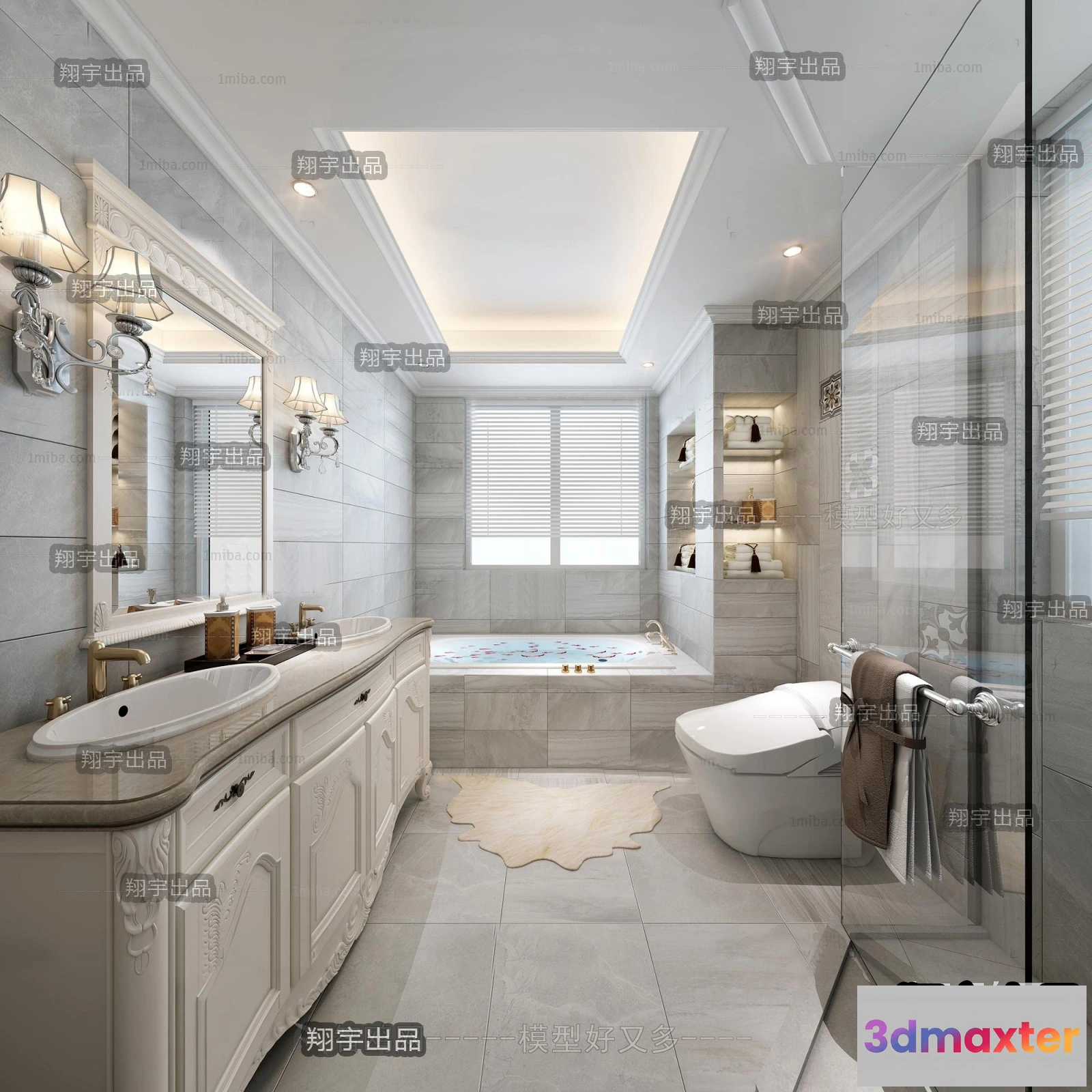 1372476 - Bathroom 3D Interior Scene Model - European Style - 011 3D Max