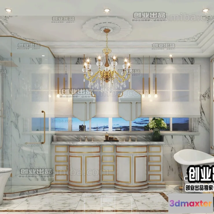 1373042 - Bathroom 3D Interior Scene Model - European Style - 019 3D Max