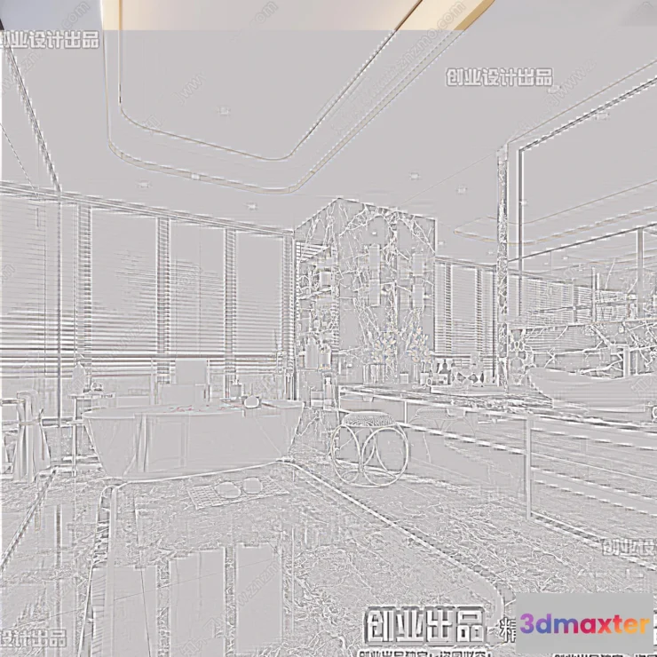 1373710 - Bathroom - Modern Style Interior 3D Scenes - 002 3D Max