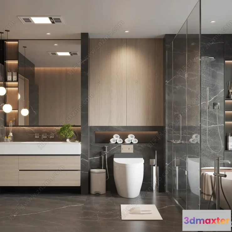 1375133 - Bathroom - WC - Restroom - 3D Interior Scene - Modern Style - 005 3D Max