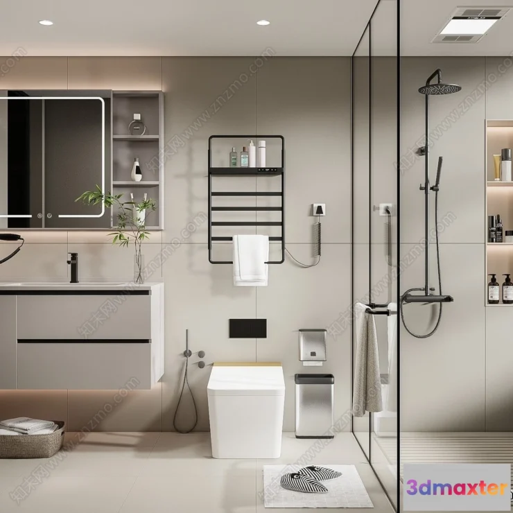 1375191 - Bathroom - WC - Restroom - 3D Interior Scene - Modern Style - 006 3D Max