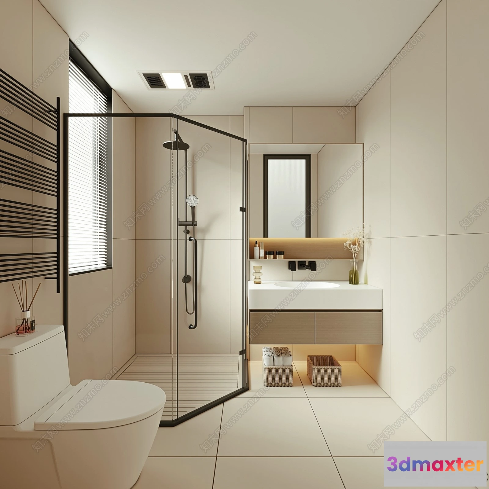 1375307 - Bathroom - WC - Restroom - 3D Interior Scene - Modern Style - 008 3D Max