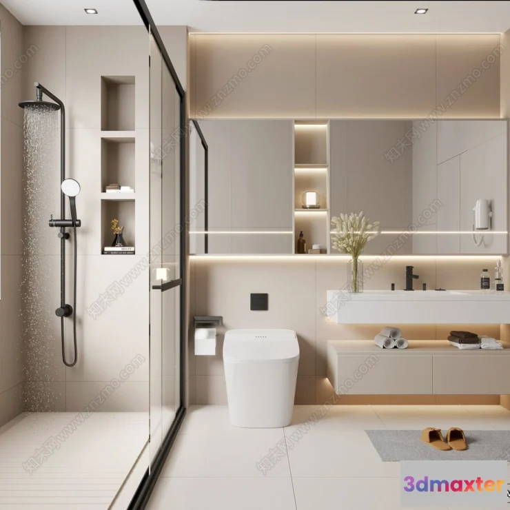1375678 - Bathroom - WC - Restroom - 3D Interior Scene - Modern Style - 014 3D Max