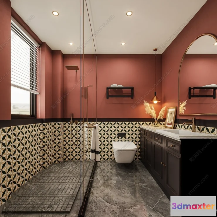 1376168 - Bathroom - WC - Restroom - 3D Interior Scene - Modern Style - 022 3D Max