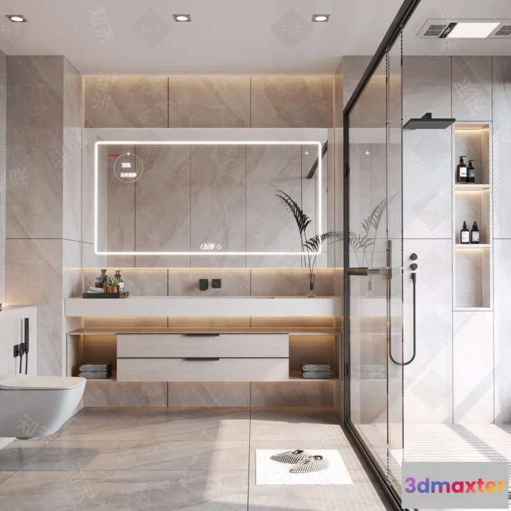 1376279 - Bathroom - WC - Restroom - 3D Interior Scene - Modern Style - 024 3D Max