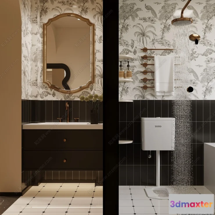 1376342 - Bathroom - WC - Restroom - 3D Interior Scene - Modern Style - 025 3D Max