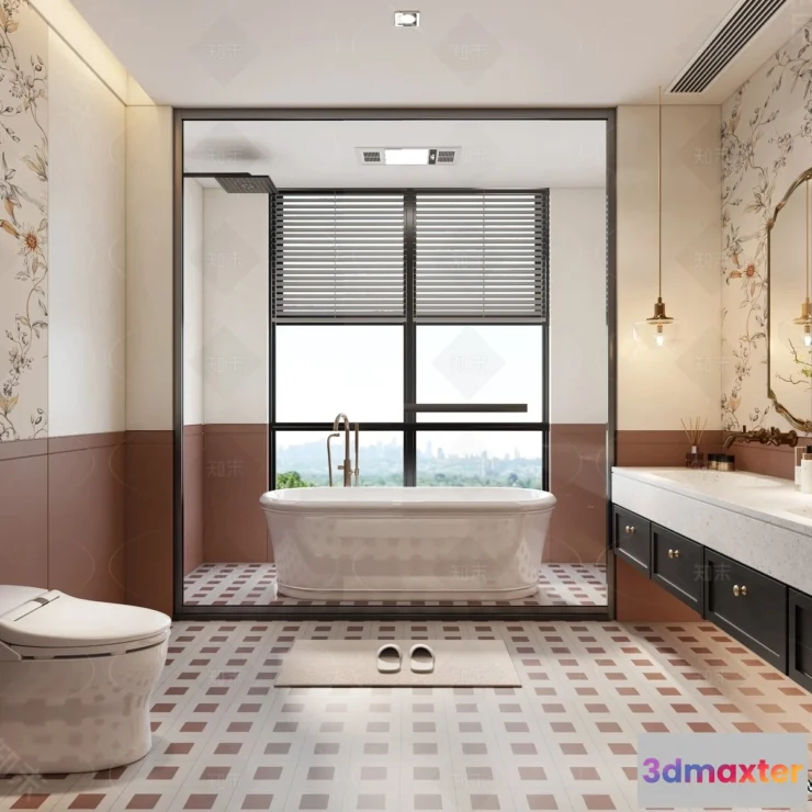 1376795 - Bathroom - WC - Restroom - 3D Interior Scene - Modern Style - 032 3D Max