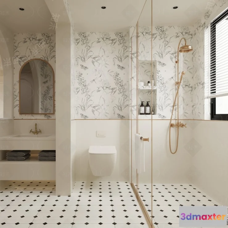 1376927 - Bathroom - WC - Restroom - 3D Interior Scene - Modern Style - 034 3D Max