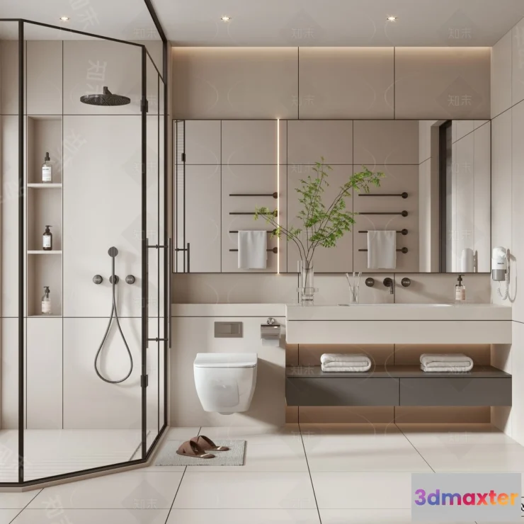 1376993 - Bathroom - WC - Restroom - 3D Interior Scene - Modern Style - 035 3D Max