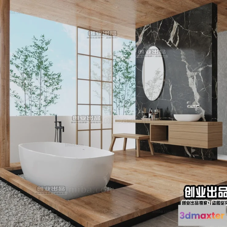 1377504 - Bathroom 3D Interior Scene - Japanese Style - 001 3D Max