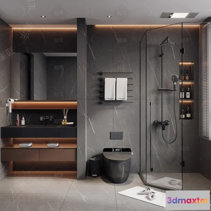 1377587 - Bathroom - WC - Restroom - 3D Interior Scene - Modern Style - 044 3D Max