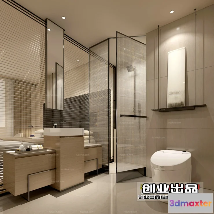 1377629 - Bathroom 3D Interior Scene - Japanese Style - 003 3D Max