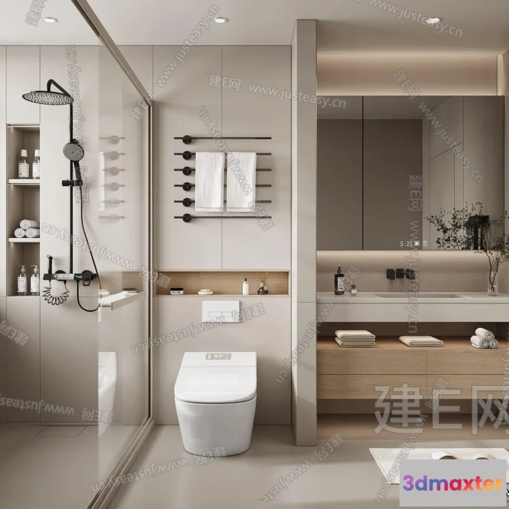 1377783 - Bathroom - WC - Restroom - 3D Interior Scene - Modern Style - 047 3D Max