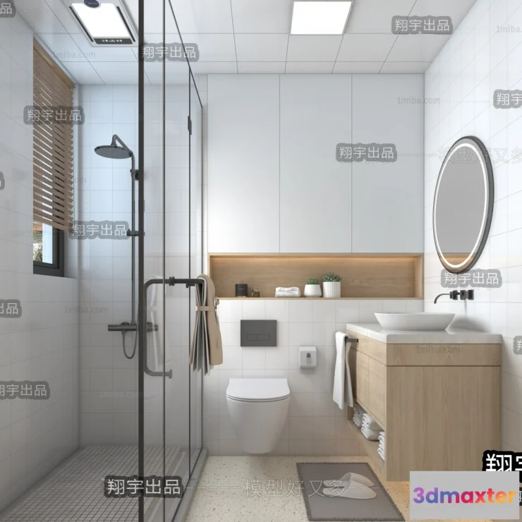 1377828 - Bathroom 3D Interior Scene - Japanese Style - 006 3D Max