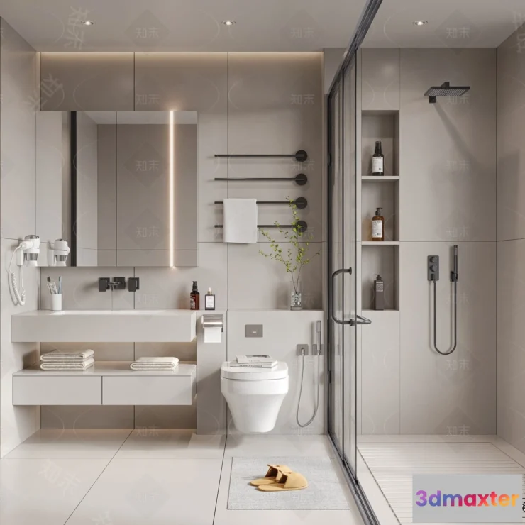1377973 - Bathroom - WC - Restroom - 3D Interior Scene - Modern Style - 050 3D Max