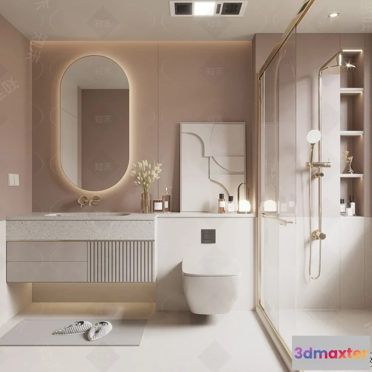 1378237 - Bathroom - WC - Restroom - 3D Interior Scene - Modern Style - 054 3D Max