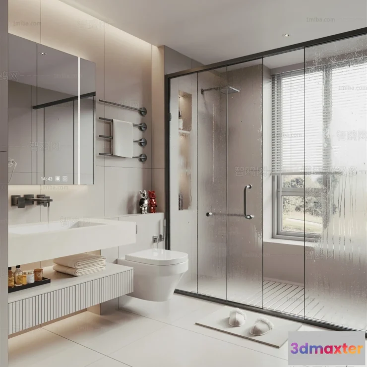 1378367 - Bathroom - WC - Restroom - 3D Interior Scene - Modern Style - 056 3D Max