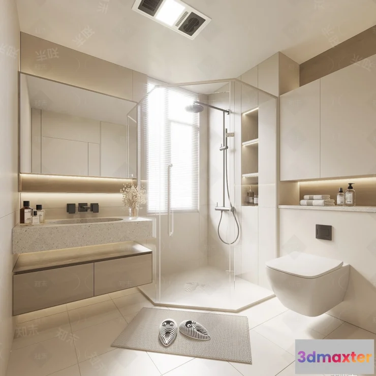 1378879 - Bathroom - WC - Restroom - 3D Interior Scene - Modern Style - 064 3D Max