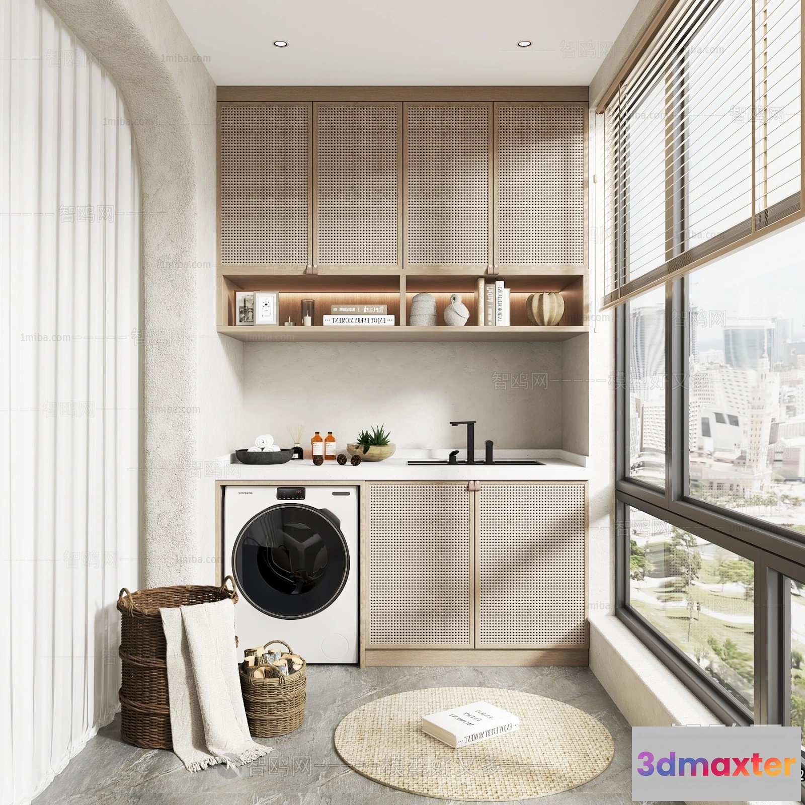 1378967 - Bathroom 3D Interior Scene Model - Wabi Sabi Style - 004 3D Max