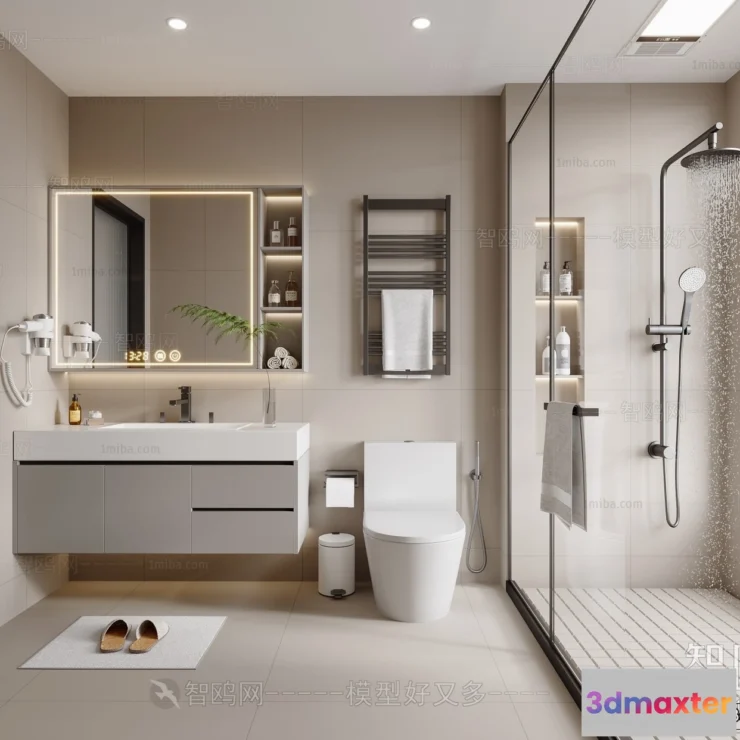 1379071 - Bathroom - WC - Restroom - 3D Interior Scene - Modern Style - 067 3D Max