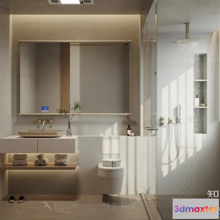 1379099 - Bathroom 3D Interior Scene Model - Wabi Sabi Style - 006 3D Max