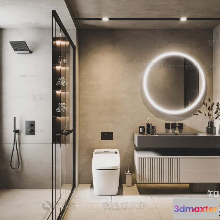 1379157 - Bathroom 3D Interior Scene Model - Wabi Sabi Style - 007 3D Max