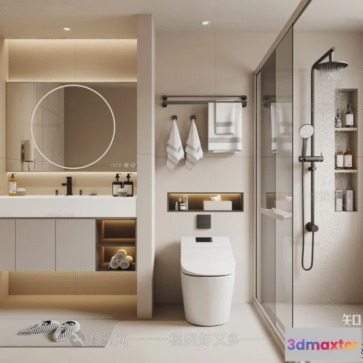 1379195 - Bathroom - WC - Restroom - 3D Interior Scene - Modern Style - 069 3D Max