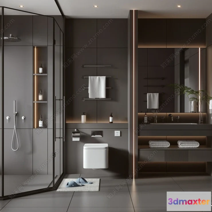 1379326 - Bathroom - WC - Restroom - 3D Interior Scene - Modern Style - 071 3D Max