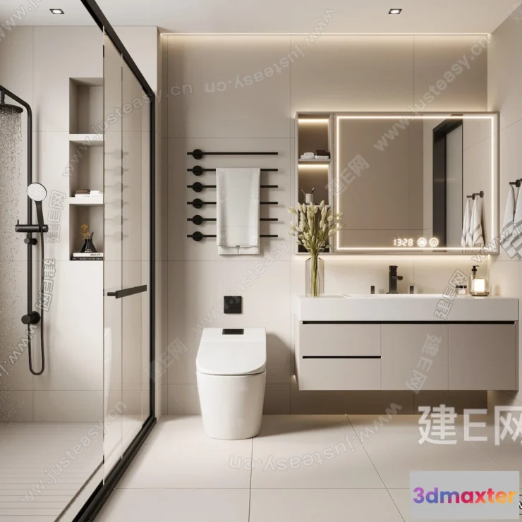 1379396 - Bathroom - WC - Restroom - 3D Interior Scene - Modern Style - 072 3D Max