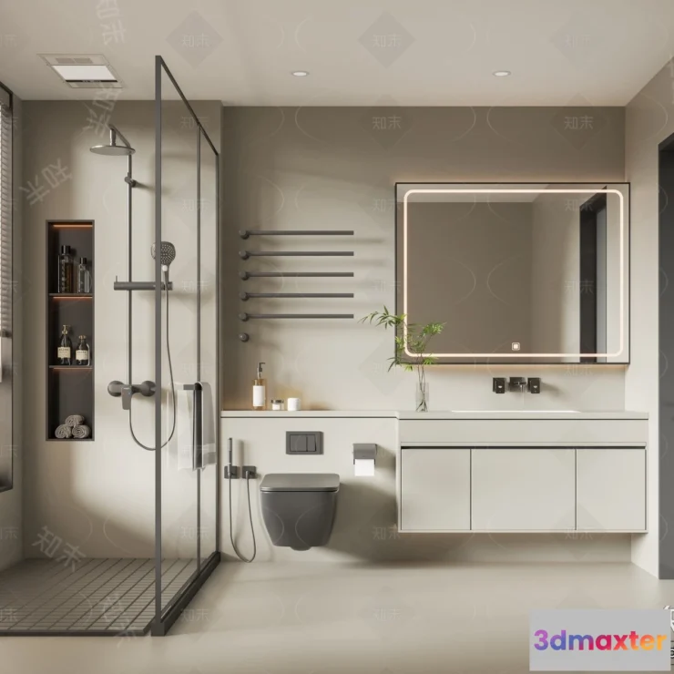 1380133 - Bathroom - WC - Restroom - 3D Interior Scene - Modern Style - 083 3D Max