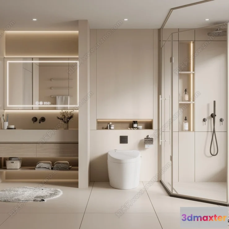 1380261 - Bathroom - WC - Restroom - 3D Interior Scene - Modern Style - 085 3D Max