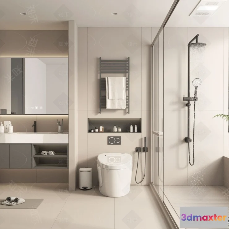 1380395 - Bathroom - WC - Restroom - 3D Interior Scene - Modern Style - 087 3D Max