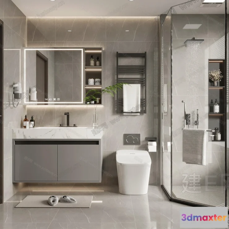 1380458 - Bathroom - WC - Restroom - 3D Interior Scene - Modern Style - 088 3D Max