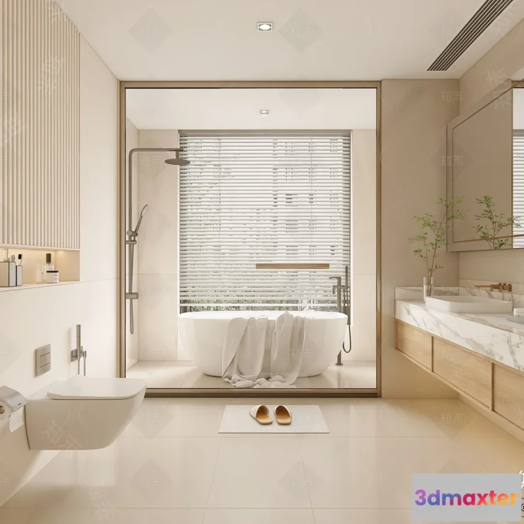 1380901 - Bathroom - WC - Restroom - 3D Interior Scene - Modern Style - 095 3D Max