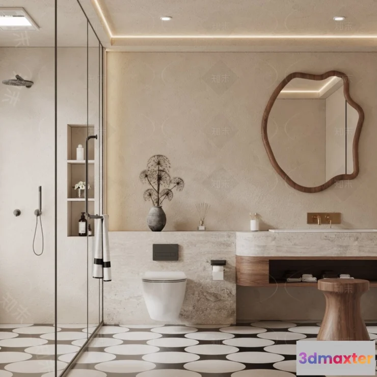 1380968 - Bathroom - WC - Restroom - 3D Interior Scene - Modern Style - 096 3D Max