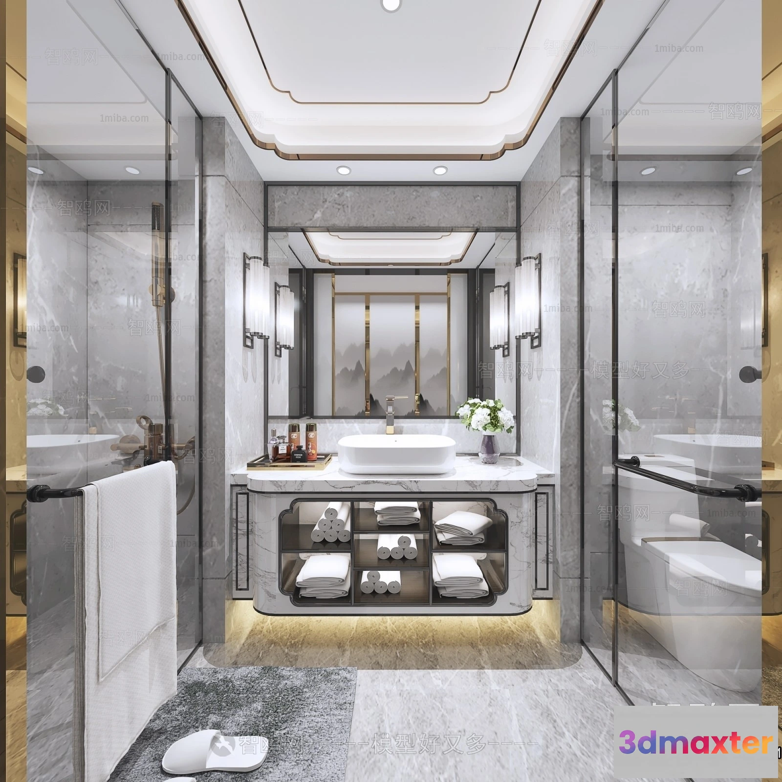 1381963 - Bathroom - Toilet - WC - RestRoom - 3D Interior Scene - 005 3D Max
