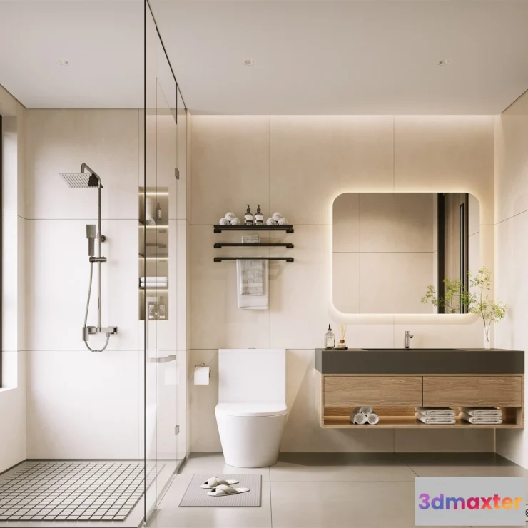 1382040 - Bathroom - WC - Restroom - 3D Interior Scene - Modern Style - 112 3D Max