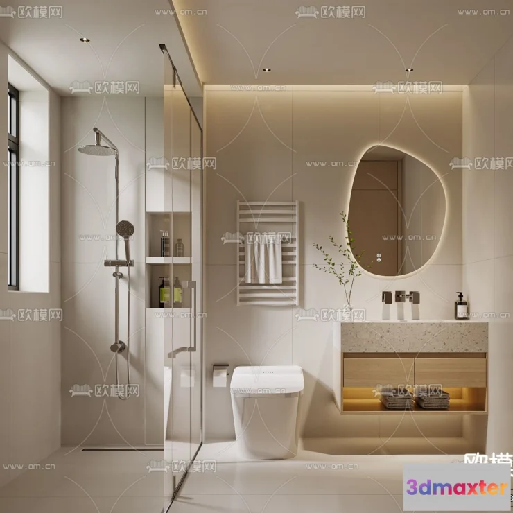 1382836 - Bathroom - WC - Restroom - 3D Interior Scene - Modern Style - 124 3D Max