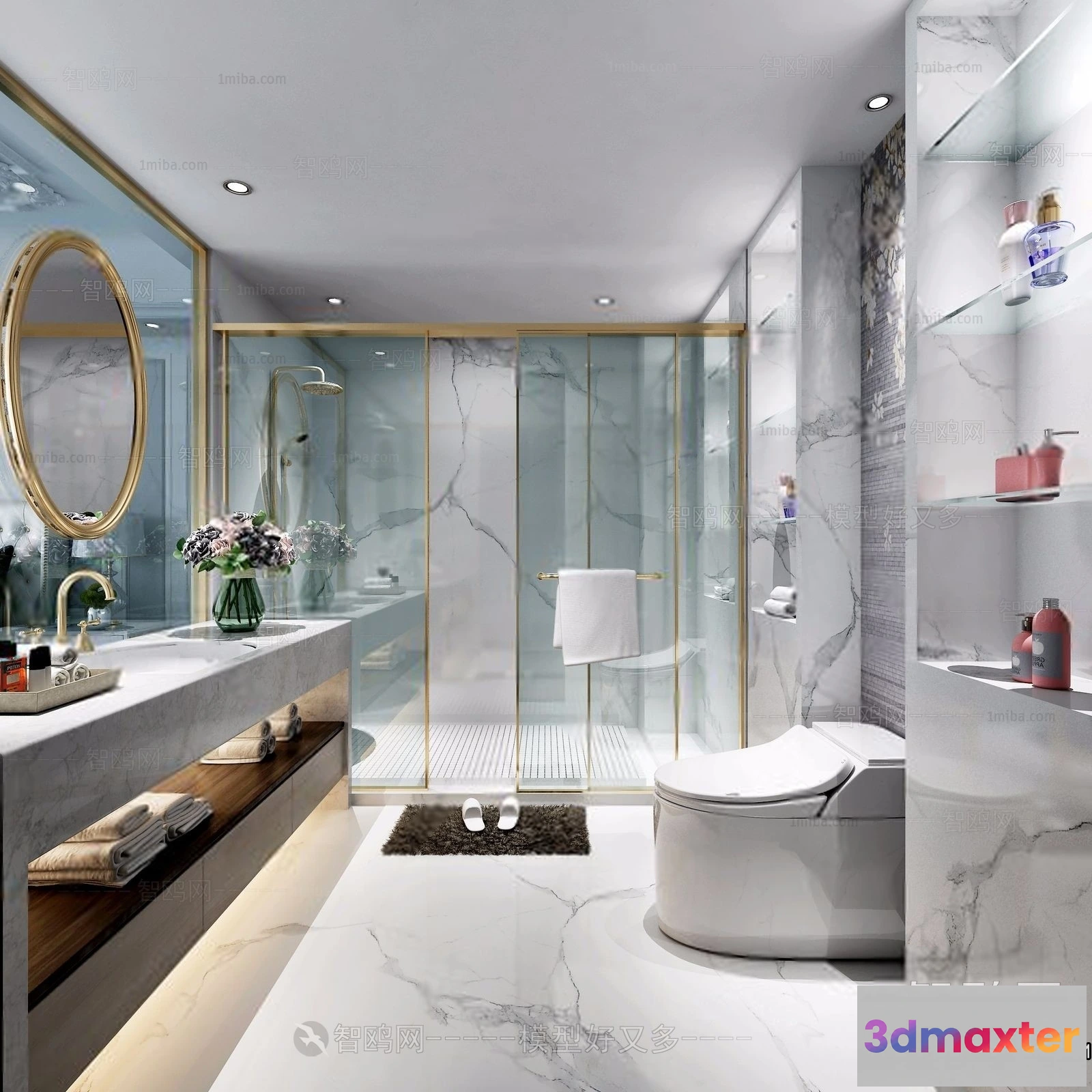 1382854 - Bathroom - Toilet - WC - RestRoom - 3D Interior Scene - 018 3D Max