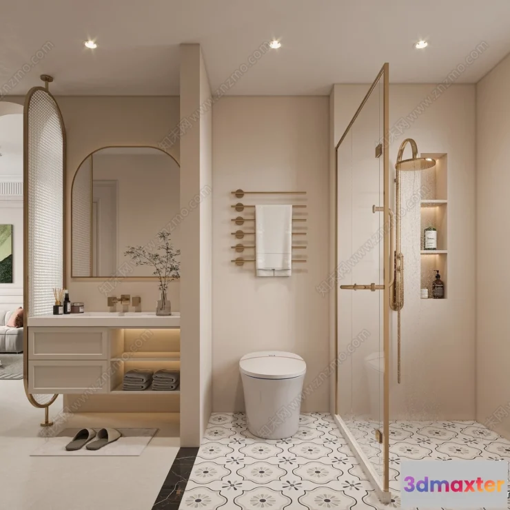 1383115 - Bathroom - WC - Restroom - 3D Interior Scene - Modern Style - 128 3D Max