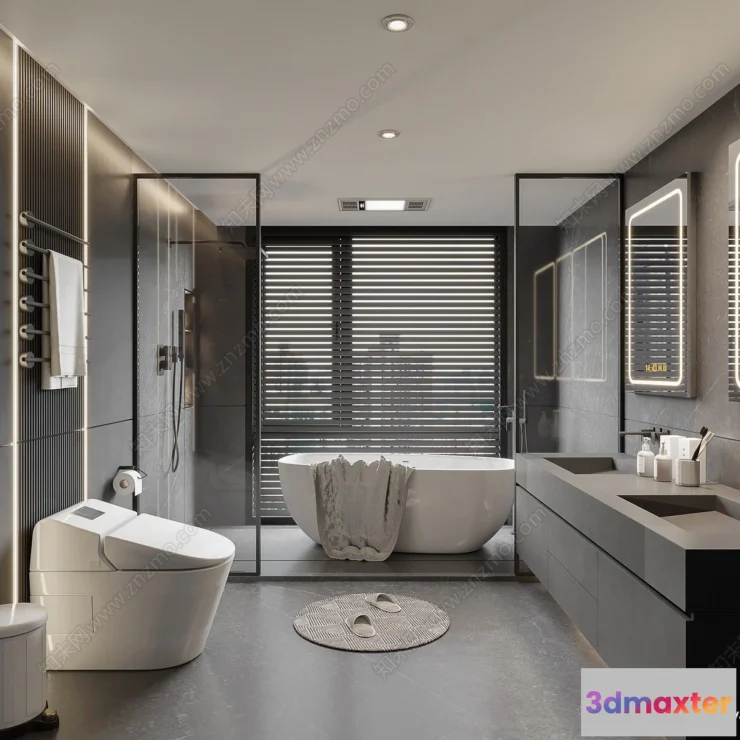 1383173 - Bathroom - WC - Restroom - 3D Interior Scene - Modern Style - 129 3D Max
