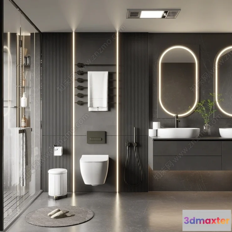 1383370 - Bathroom - WC - Restroom - 3D Interior Scene - Modern Style - 132 3D Max