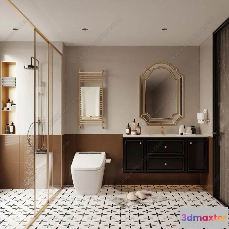 1384010 - Bathroom - WC - Restroom - 3D Interior Scene - Modern Style - 142 3D Max