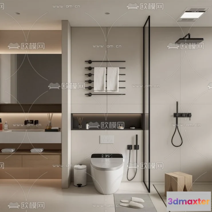 1384197 - Bathroom - WC - Restroom - 3D Interior Scene - Modern Style - 145 3D Max