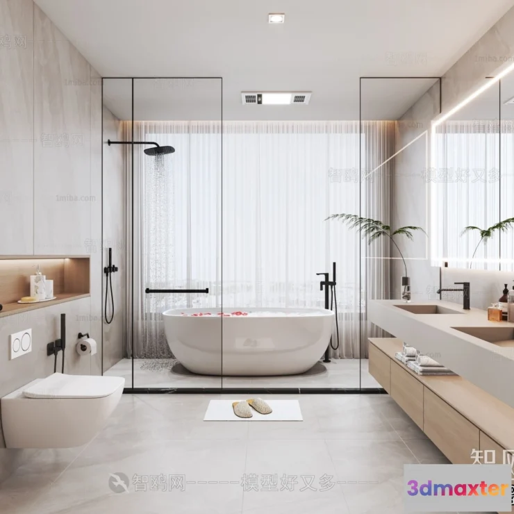 1384448 - Bathroom - Toilet - WC - RestRoom - 3D Interior Scene - 332 3D Max