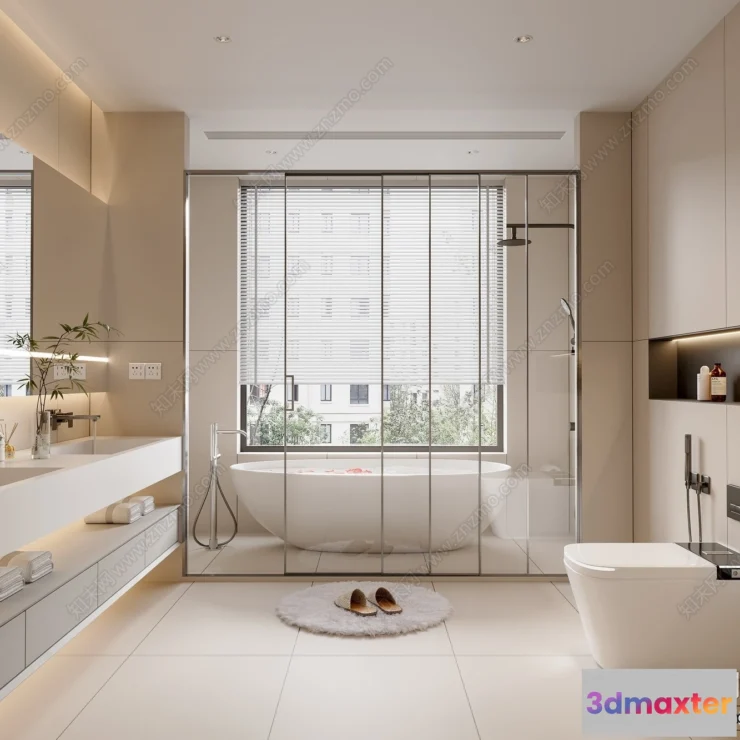 1384514 - Bathroom - WC - Restroom - 3D Interior Scene - Modern Style - 150 3D Max